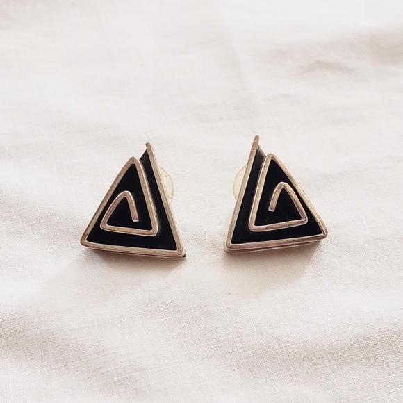 Sterling Silver Earrings 925 1" - Picture 2 of 8